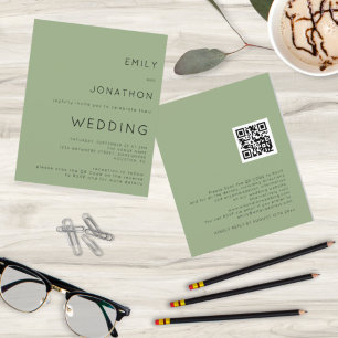 Budget Einfache Seite Green QR Code Hochzeit Einla
