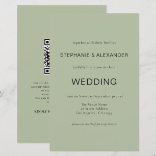 Budget Einfache Seite Green QR Code Hochzeit Einla