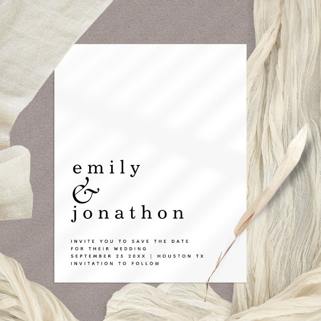 Budget Einfache Typografie Hochzeit speichern das  (Budget price Minimalst Save the Date. Part of a wide ranging collection. Fully Customisable.)