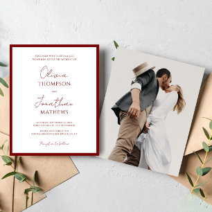 BUDGET Einfaches rotes Rahmen-Script-Foto-Hochzeit
