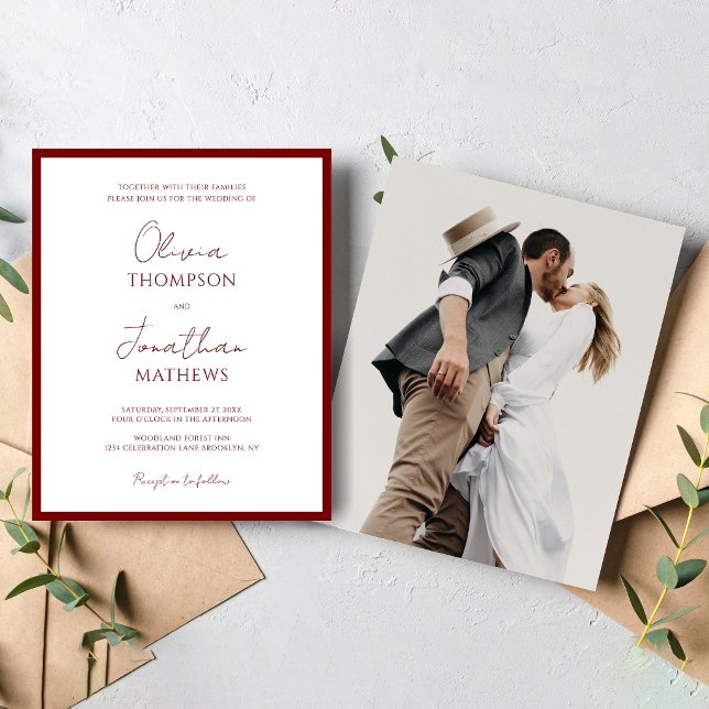 BUDGET Einfaches rotes Rahmen-Script-Foto-Hochzeit (Von Creator hochgeladen)