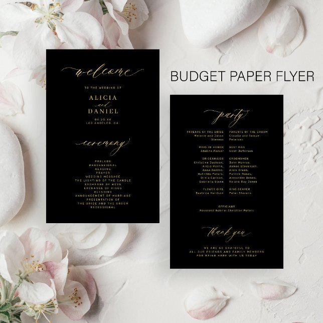 Budget einfaches Skript Gold schwarze Hochzeit Pro Flyer (Von Creator hochgeladen)