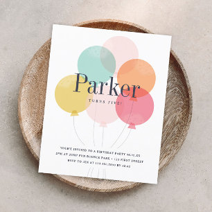Budget-Einladung zum Geburtstag mit Luftballons