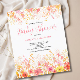Budget-Einladung zur Babyparty mit rosa Blumenmust Flyer
