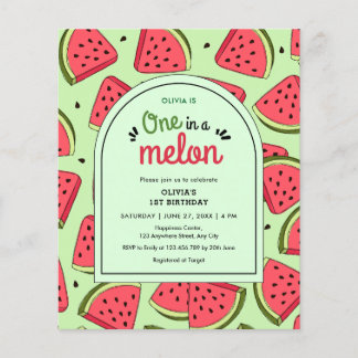 Budget Eins in einem Melon 1. Geburtstag Einladung Flyer