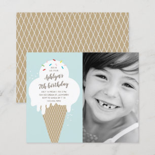 Budget-Eiscreme-Kegel-Kinder-Geburtstags-Einladung