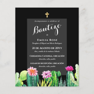 Budget EL BAUTIZO Taufe Taufkleid CACTI Einladung Flyer