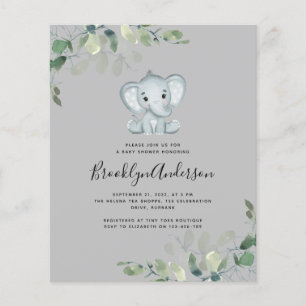 BUDGET Elefant Eukalyptus Babyparty-Einladung