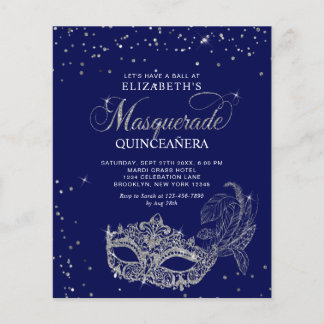 BUDGET EleganBlue Silver Masquerade Quinceañera