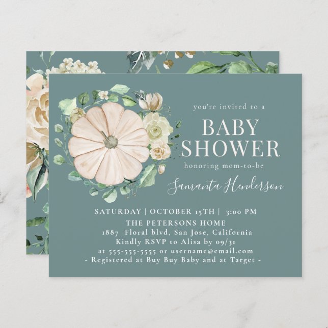 Budget Elegance Ivory Pumpkin Floral Baby Shower (Vorne/Hinten)