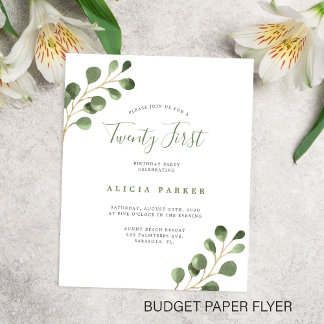 Budget elegant 21 Jahre Geburtstagsfeier Flyer