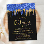 Budget Elegant Blue Gold Black Glitzer 50 Geburtst<br><div class="desc">Laden Sie Freunde und Familie zu Ihrer Geburtstagsfeier mit diesen eleganten Tropfen in Blau, Gold und Schwarz ein. 50. Geburtstagsfeier und Party. Diese elegante Weihnachtseinladung enthält "Cheers to 50 Years", personalisieren Jahre für 30, 40, 60, 70, 80, 90 oder jedes Alter. Dieses blaue und schwarze Glitzer-Design eignet sich perfekt für...</div>