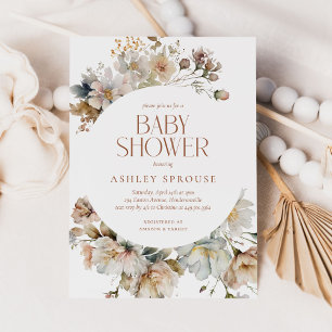 Budget Elegant Boho Floral Botanical Baby Shower Einladung