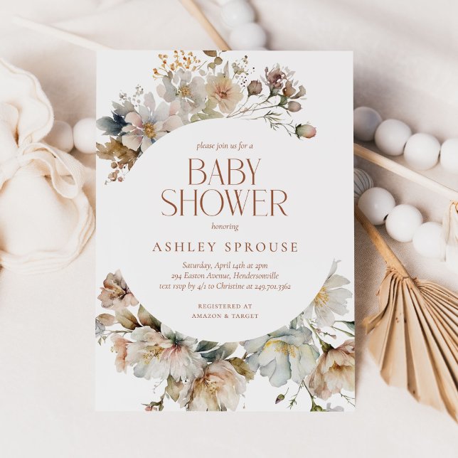 Budget Elegant Boho Floral Botanical Baby Shower Einladung (Von Creator hochgeladen)