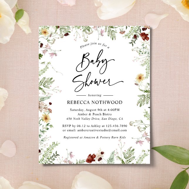 Budget Elegant Boho Kinderdusche Einladung (Von Creator hochgeladen)