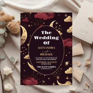 Budget Elegant Burgundy Gold Celestial Wedding