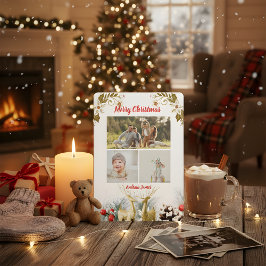 Budget Elegant Christmas 3 Photo Holiday Card 2025 Feiertagskarte