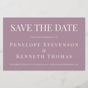 Budget Elegant Dusty Save the Date Lila