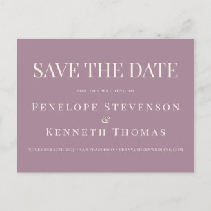 Budget Elegant Dusty Save the Date Lila Postkarte
