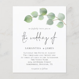 Budget Elegant Eucalyptus Wedding Einladung