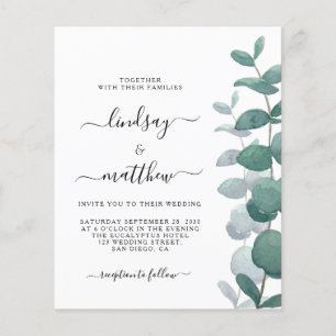 Budget Elegant Eucalyptus Wedding Einladung