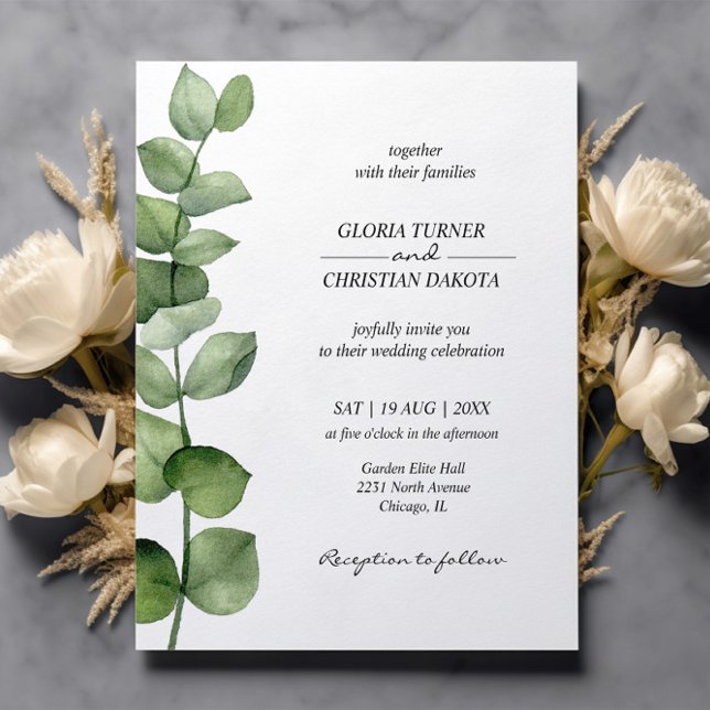 Budget Elegant Eucalyptus Wedding Einladung (Von Creator hochgeladen)