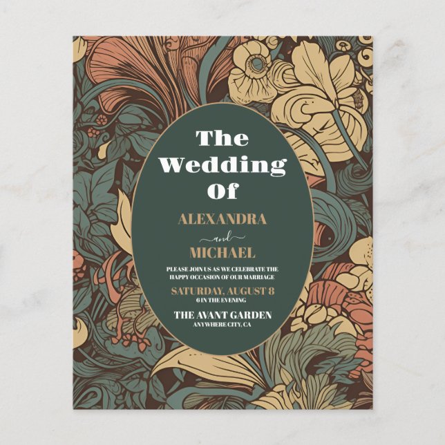 Budget Elegant Floral Art Nouveau Wedding