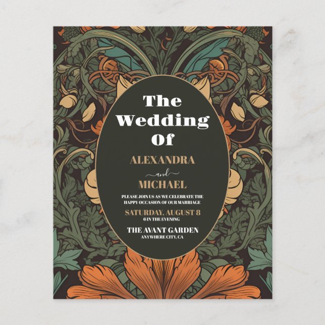 Budget Elegant Floral Art Nouveau Wedding (Vorderseite)