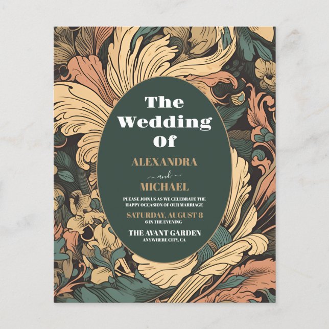 Budget Elegant Floral Art Nouveau Wedding (Vorderseite)