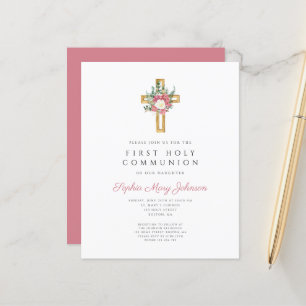 Budget Elegant Floral Cross Girl Erste Kommune