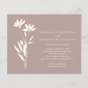 Budget Elegant Floral Dusty Mauve Wedding Einladun