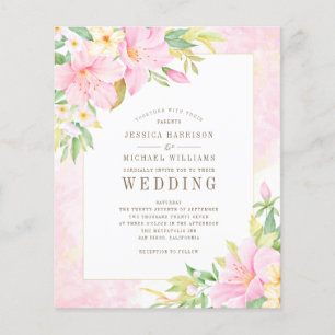 Budget Elegant Floral Monogram Wedding Einladung