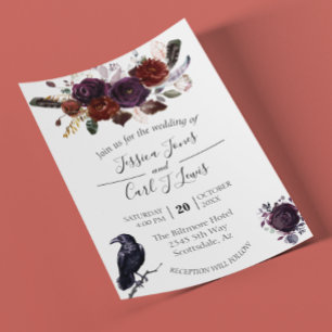 Budget Elegant Halloween Floral Boho Burgundy