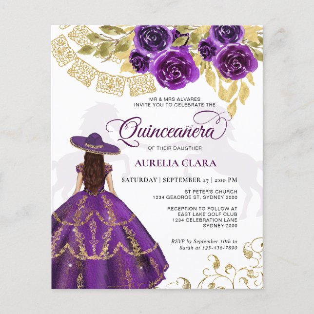 Budget Elegant Lila Pferd Quinceañera (Vorderseite)