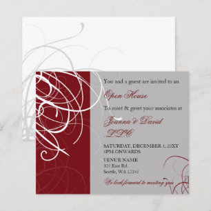 Budget Elegant Red Gray Corporate Party Einladung