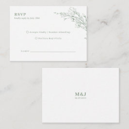 BUDGET Elegant Sage Green Floral Wreath Wedding Begleitkarte