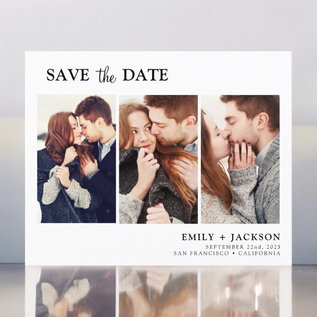 Budget Elegant Save the Date 3 Foto Einladungen (Von Creator hochgeladen)