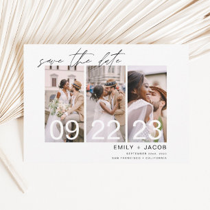 Budget Elegant Save the Date 3 Foto Einladungen Flyer