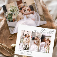 Budget Elegant Save the Date 4 Foto Einladungen