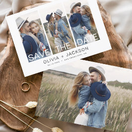 Budget Elegant Save the Date 4 Foto White Flyer