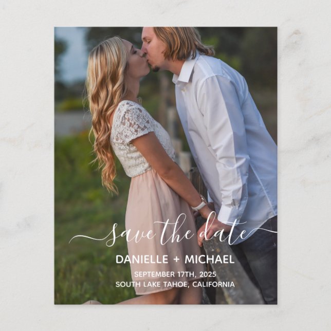 Budget Elegant Save the Date mit Foto (Vorderseite)