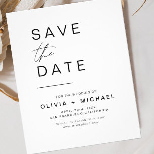 Budget Elegant Save the Date White Black Flyer