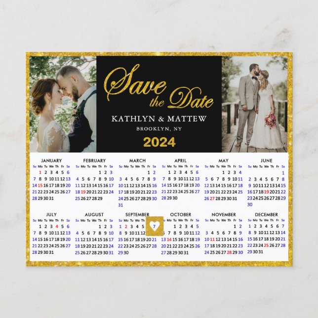 Budget Elegant Script 2024 Kalender Save the Date (Vorderseite)