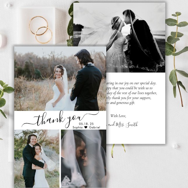 Budget Elegant Script Collage Wedding Thank You Fl Flyer (Von Creator hochgeladen)