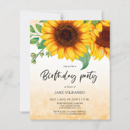 Budget Elegant Sunflower Birthday Party Invitation