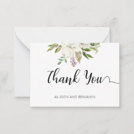 BUDGET Elegant Wedding White Floral Vielen Dank Mitteilungskarte