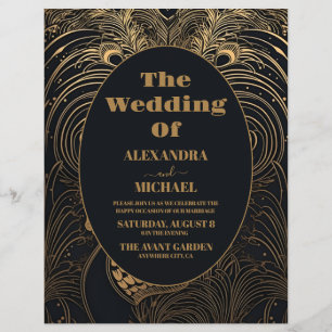 Budget Elegante Art-Déco-Hochzeit Flyer