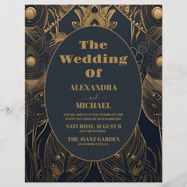 Budget Elegante Art-Déco-Hochzeit Flyer (Vorne)