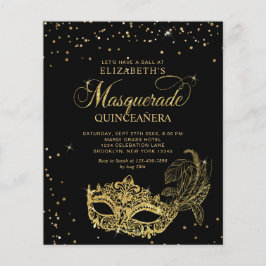 BUDGET Elegante Black Gold Masquerade Quinceañera