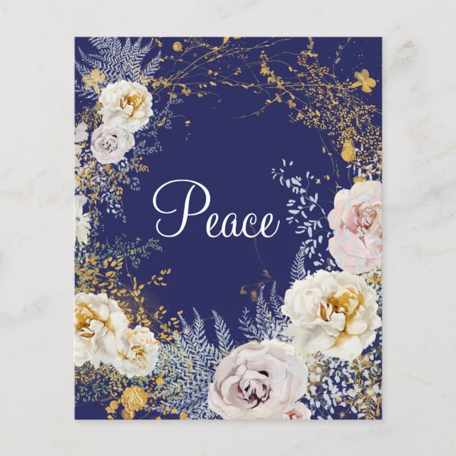 Budget Elegante Blues Peace Chrismas Card (Vorderseite)